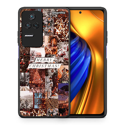 Θήκη Xiaomi Poco F4 / Redmi K40S Xmas Collage από τη Smartfits με σχέδιο στο πίσω μέρος και μαύρο περίβλημα | Xiaomi Poco F4 / Redmi K40S Xmas Collage case with colorful back and black bezels