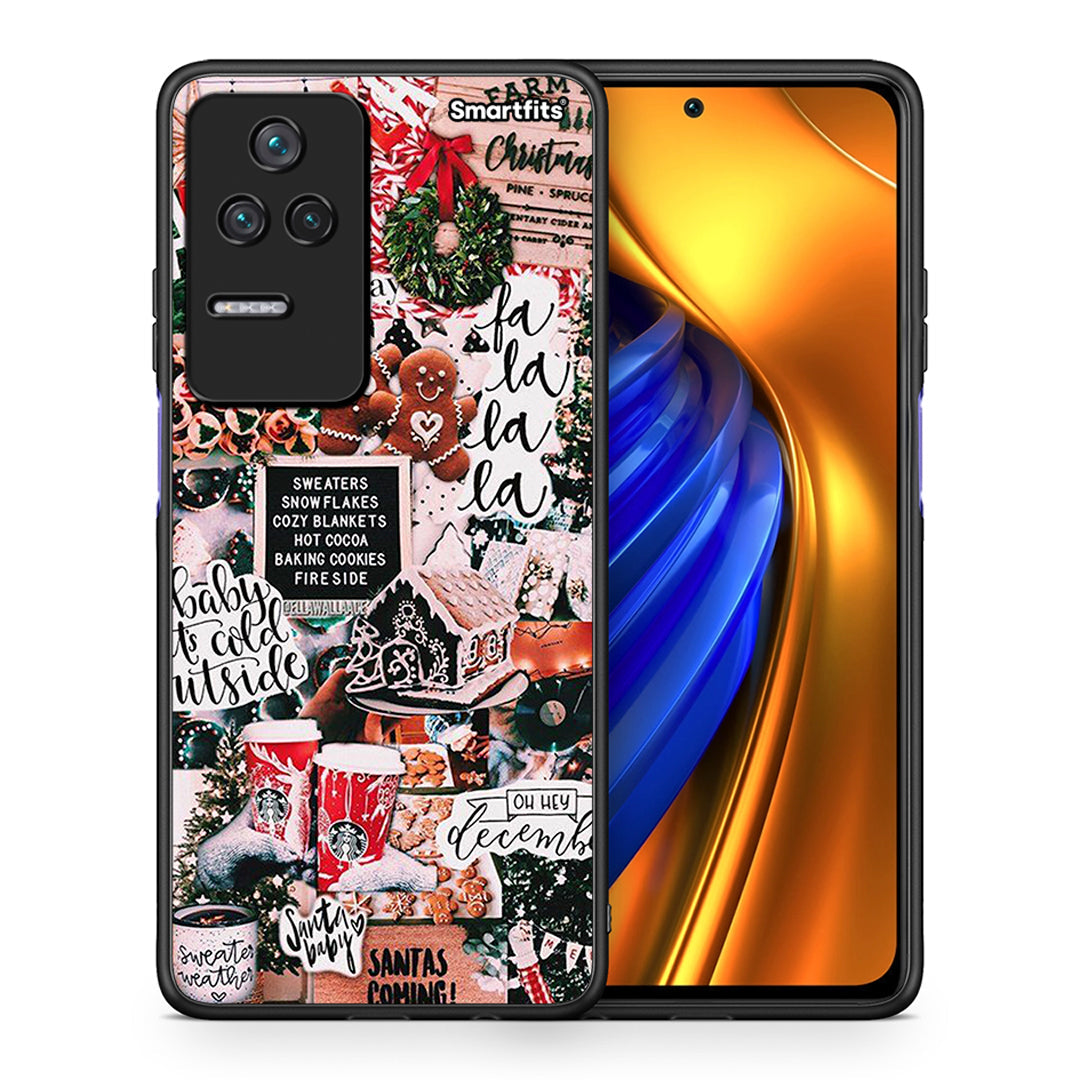 Θήκη Xiaomi Poco F4 / Redmi K40S Xmas Habbits από τη Smartfits με σχέδιο στο πίσω μέρος και μαύρο περίβλημα | Xiaomi Poco F4 / Redmi K40S Xmas Habbits case with colorful back and black bezels