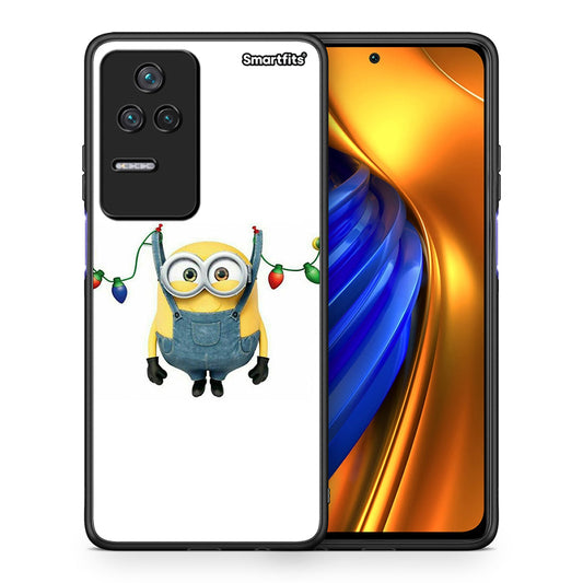 Θήκη Xiaomi Poco F4 / Redmi K40S Xmas Minion Lights από τη Smartfits με σχέδιο στο πίσω μέρος και μαύρο περίβλημα | Xiaomi Poco F4 / Redmi K40S Xmas Minion Lights case with colorful back and black bezels