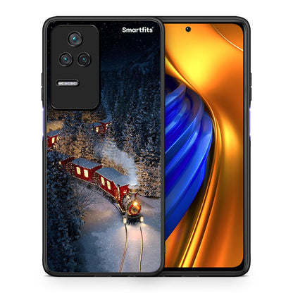 Θήκη Xiaomi Poco F4 / Redmi K40S Xmas Train από τη Smartfits με σχέδιο στο πίσω μέρος και μαύρο περίβλημα | Xiaomi Poco F4 / Redmi K40S Xmas Train case with colorful back and black bezels