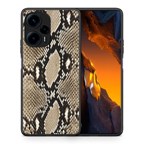 Θήκη Xiaomi Poco F5 5G Animal Fashion Snake από τη Smartfits με σχέδιο στο πίσω μέρος και μαύρο περίβλημα | Xiaomi Poco F5 5G Animal Fashion Snake Case with Colorful Back and Black Bezels
