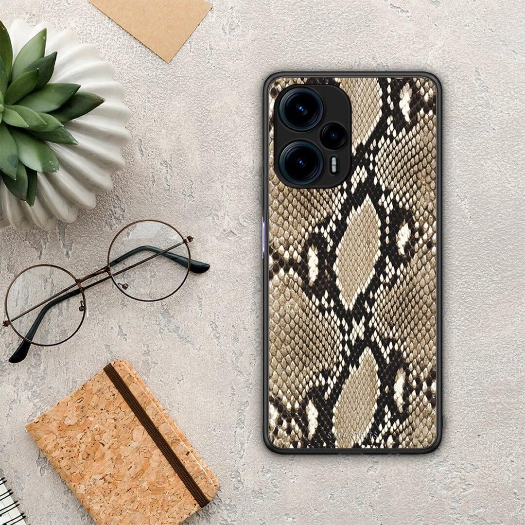 Θήκη Xiaomi Poco F5 5G Animal Fashion Snake από τη Smartfits με σχέδιο στο πίσω μέρος και μαύρο περίβλημα | Xiaomi Poco F5 5G Animal Fashion Snake Case with Colorful Back and Black Bezels