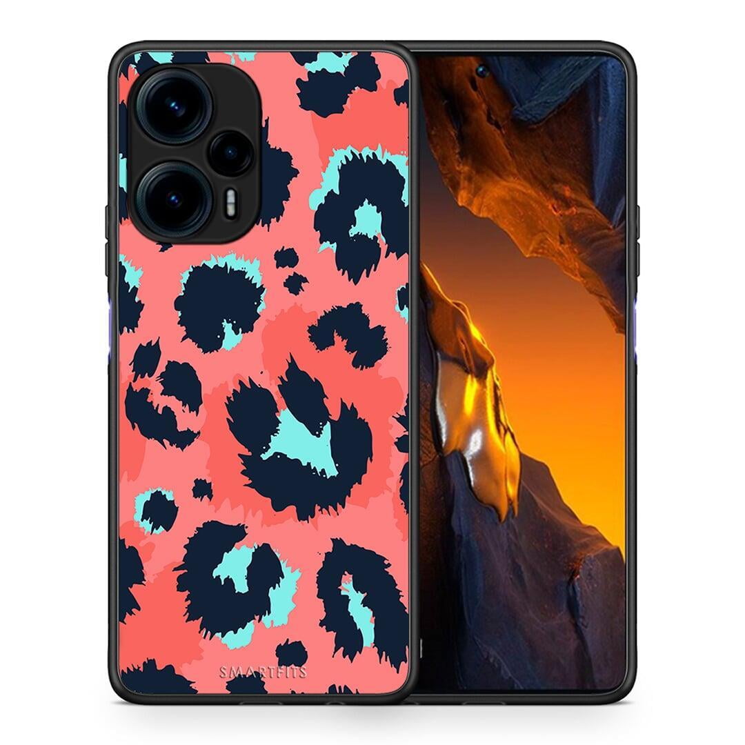 Θήκη Xiaomi Poco F5 5G Animal Pink Leopard από τη Smartfits με σχέδιο στο πίσω μέρος και μαύρο περίβλημα | Xiaomi Poco F5 5G Animal Pink Leopard Case with Colorful Back and Black Bezels