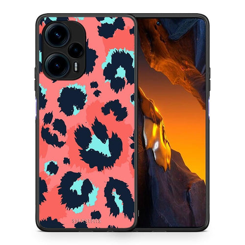 Θήκη Xiaomi Poco F5 5G Animal Pink Leopard από τη Smartfits με σχέδιο στο πίσω μέρος και μαύρο περίβλημα | Xiaomi Poco F5 5G Animal Pink Leopard Case with Colorful Back and Black Bezels