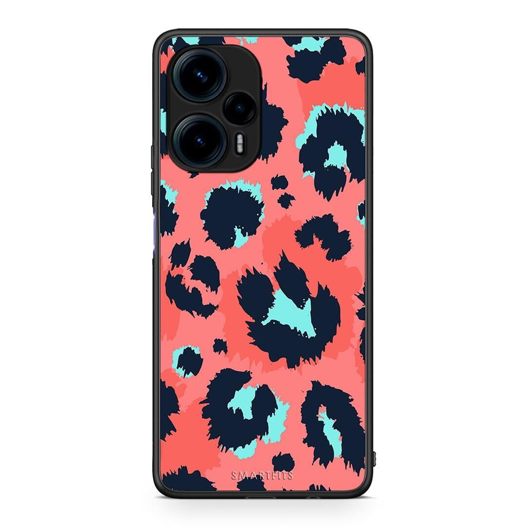 Θήκη Xiaomi Poco F5 5G Animal Pink Leopard από τη Smartfits με σχέδιο στο πίσω μέρος και μαύρο περίβλημα | Xiaomi Poco F5 5G Animal Pink Leopard Case with Colorful Back and Black Bezels