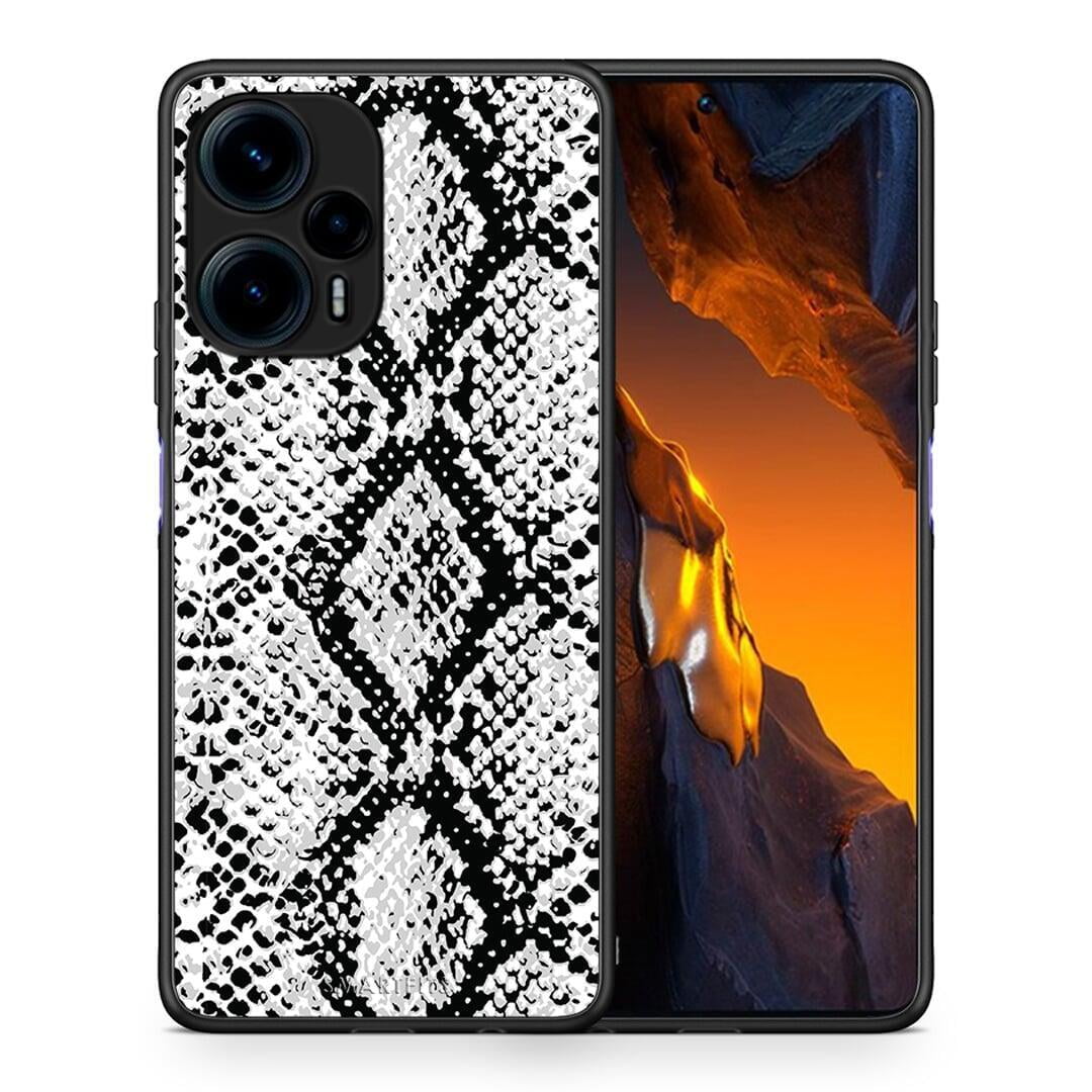 Θήκη Xiaomi Poco F5 5G Animal White Snake από τη Smartfits με σχέδιο στο πίσω μέρος και μαύρο περίβλημα | Xiaomi Poco F5 5G Animal White Snake Case with Colorful Back and Black Bezels