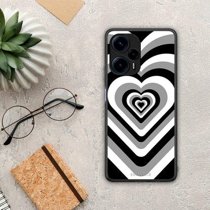 Θήκη Xiaomi Poco F5 5G Black Hearts από τη Smartfits με σχέδιο στο πίσω μέρος και μαύρο περίβλημα | Xiaomi Poco F5 5G Black Hearts Case with Colorful Back and Black Bezels