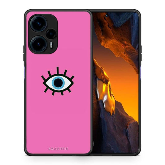 Θήκη Xiaomi Poco F5 5G Blue Eye Pink από τη Smartfits με σχέδιο στο πίσω μέρος και μαύρο περίβλημα | Xiaomi Poco F5 5G Blue Eye Pink Case with Colorful Back and Black Bezels