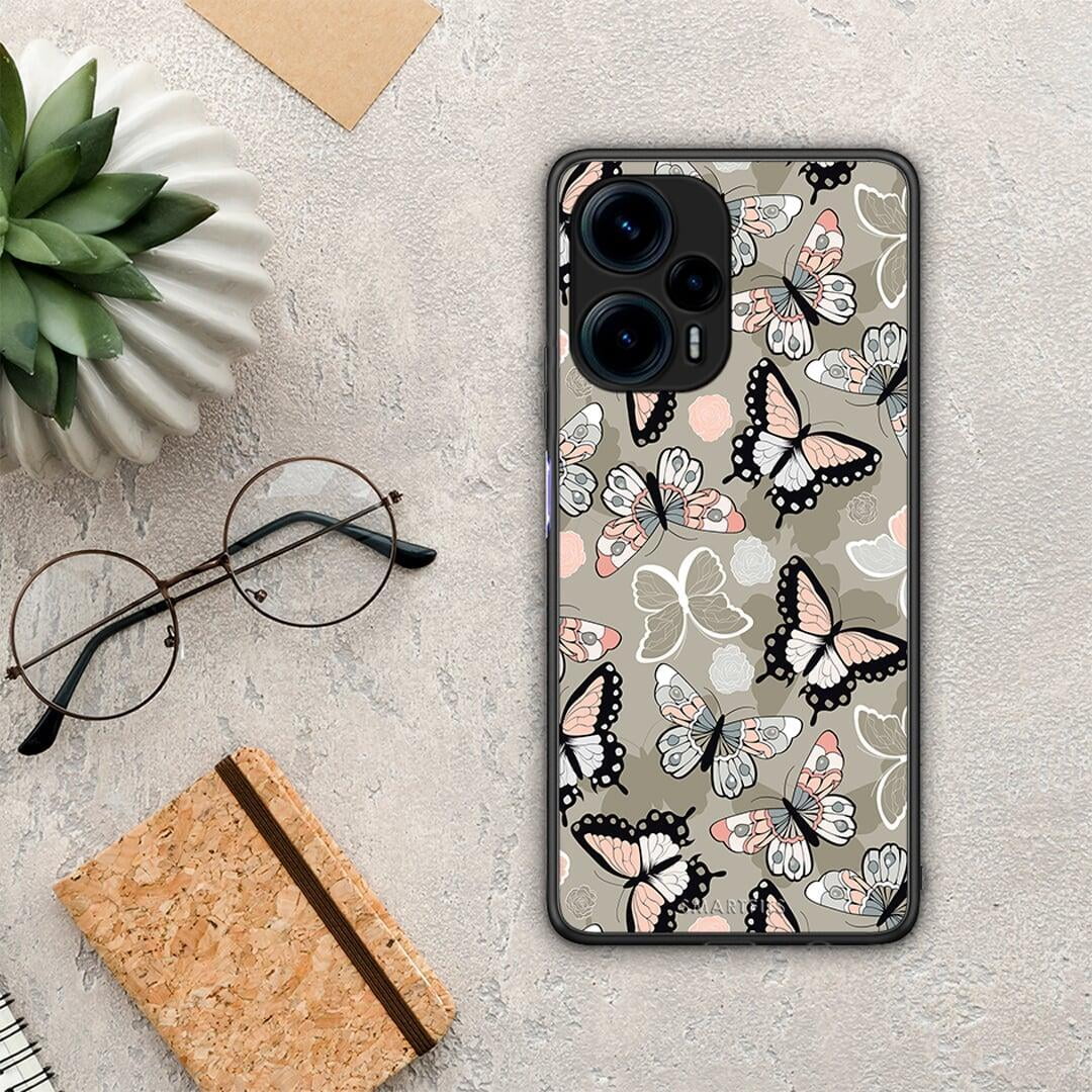 Θήκη Xiaomi Poco F5 5G Boho Butterflies από τη Smartfits με σχέδιο στο πίσω μέρος και μαύρο περίβλημα | Xiaomi Poco F5 5G Boho Butterflies Case with Colorful Back and Black Bezels