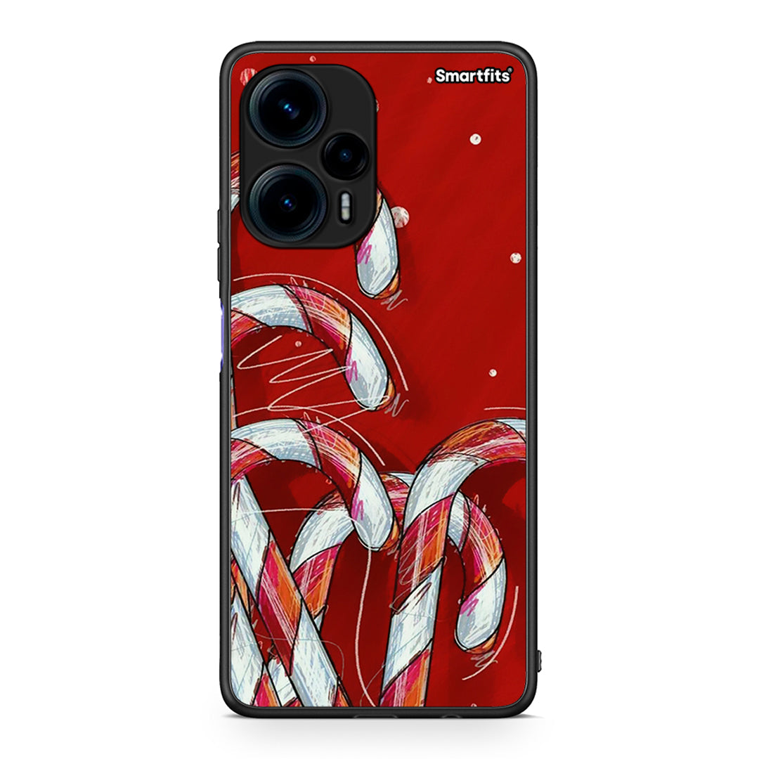 Θήκη Xiaomi Poco F5 5G Candy Cane από τη Smartfits με σχέδιο στο πίσω μέρος και μαύρο περίβλημα | Xiaomi Poco F5 5G Candy Cane Case with Colorful Back and Black Bezels