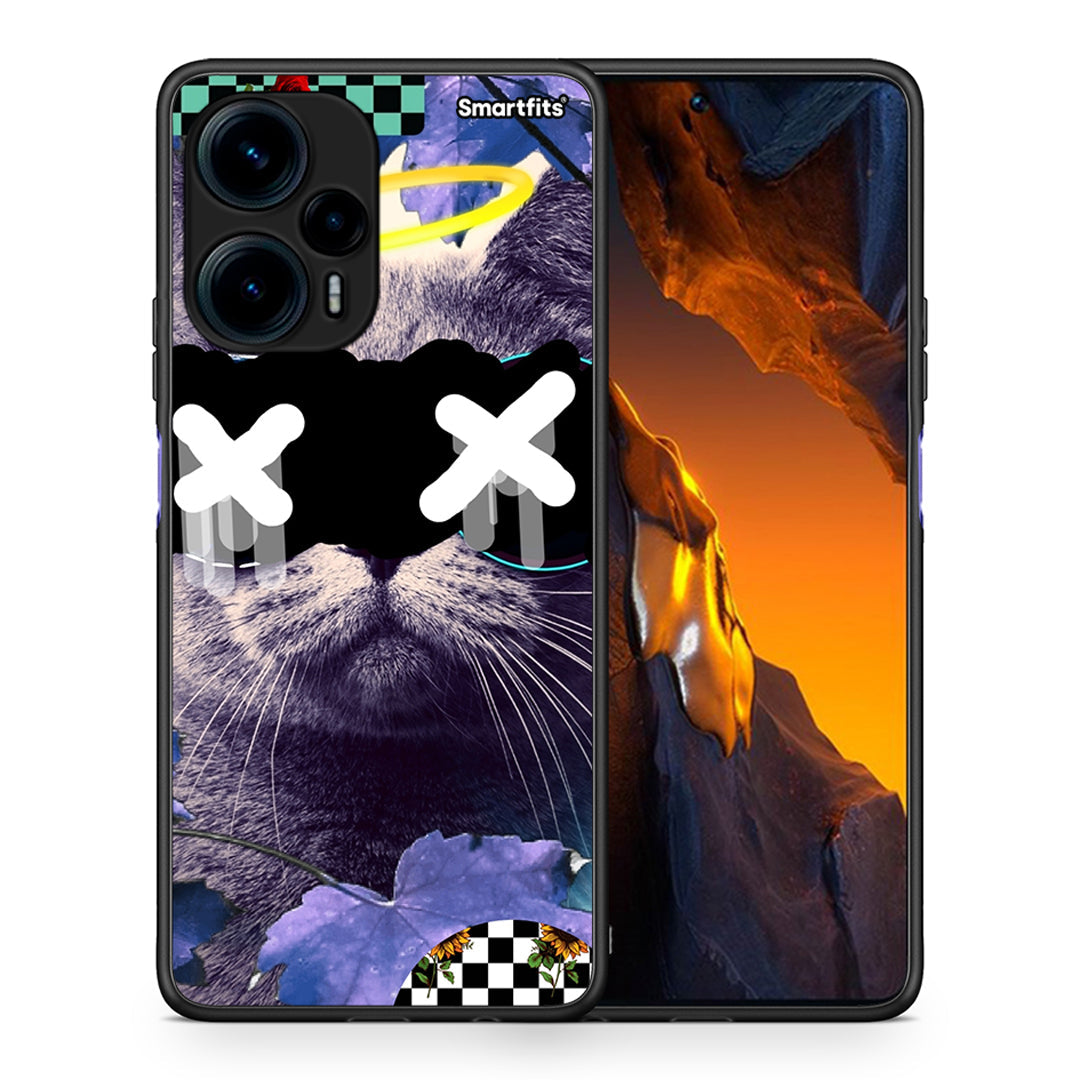 Θήκη Xiaomi Poco F5 5G Cat Collage από τη Smartfits με σχέδιο στο πίσω μέρος και μαύρο περίβλημα | Xiaomi Poco F5 5G Cat Collage Case with Colorful Back and Black Bezels