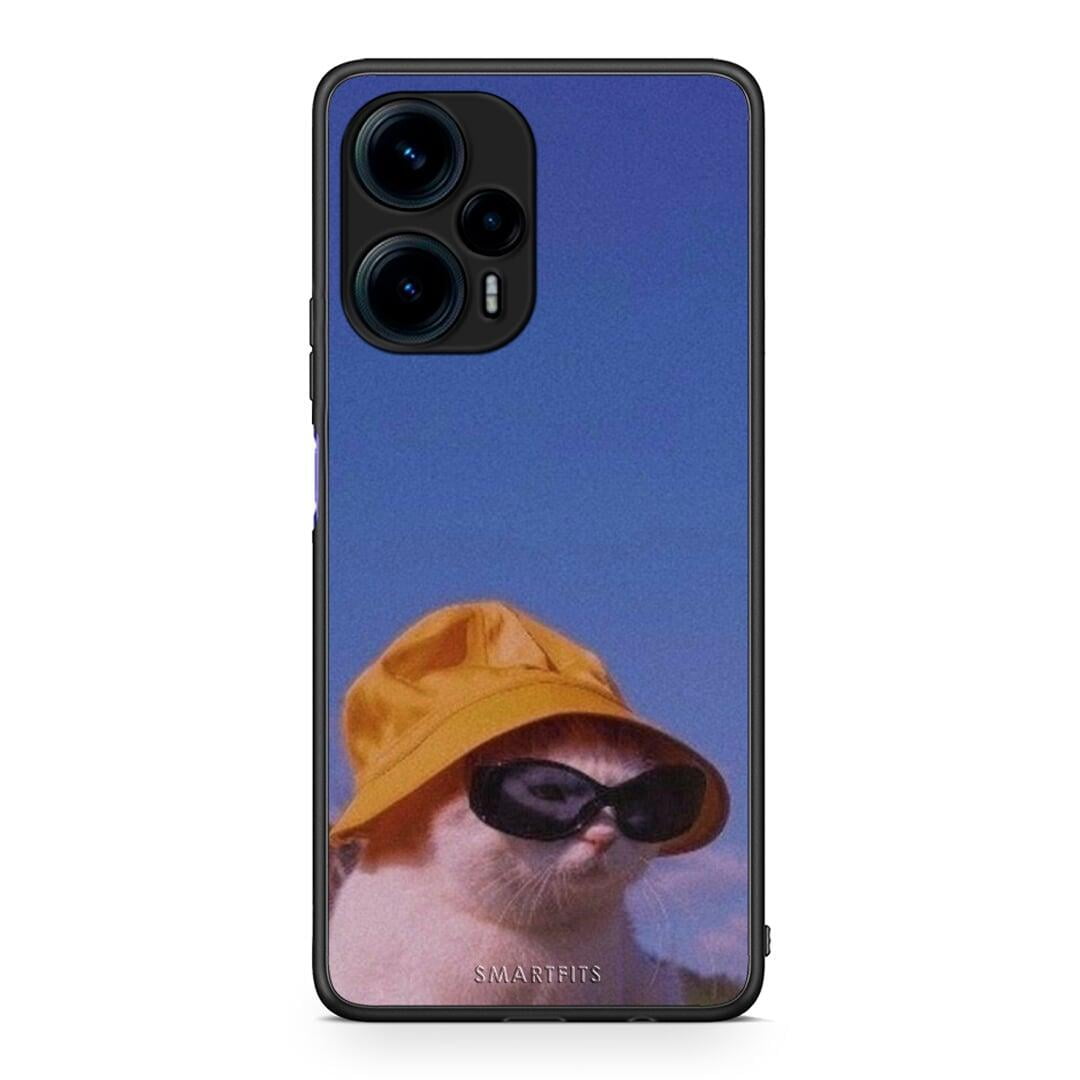 Θήκη Xiaomi Poco F5 5G Cat Diva από τη Smartfits με σχέδιο στο πίσω μέρος και μαύρο περίβλημα | Xiaomi Poco F5 5G Cat Diva Case with Colorful Back and Black Bezels