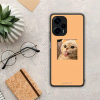 Thumbnail for Θήκη Xiaomi Poco F5 5G Cat Tongue από τη Smartfits με σχέδιο στο πίσω μέρος και μαύρο περίβλημα | Xiaomi Poco F5 5G Cat Tongue Case with Colorful Back and Black Bezels