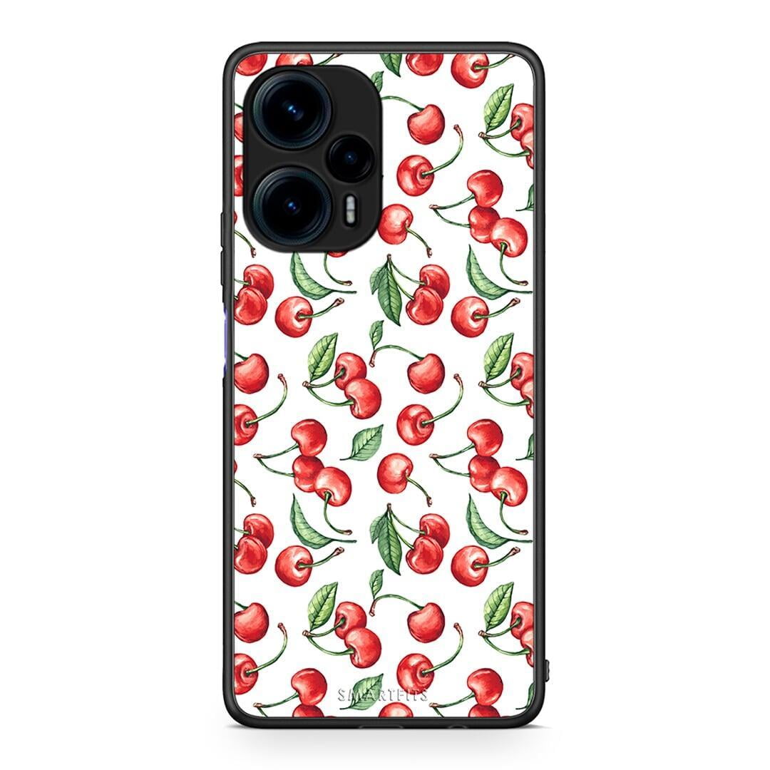 Θήκη Xiaomi Poco F5 5G Cherry Summer από τη Smartfits με σχέδιο στο πίσω μέρος και μαύρο περίβλημα | Xiaomi Poco F5 5G Cherry Summer Case with Colorful Back and Black Bezels