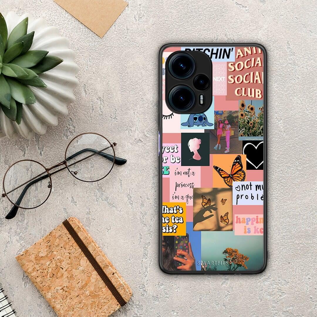 Θήκη Xiaomi Poco F5 5G Collage Bitchin από τη Smartfits με σχέδιο στο πίσω μέρος και μαύρο περίβλημα | Xiaomi Poco F5 5G Collage Bitchin Case with Colorful Back and Black Bezels