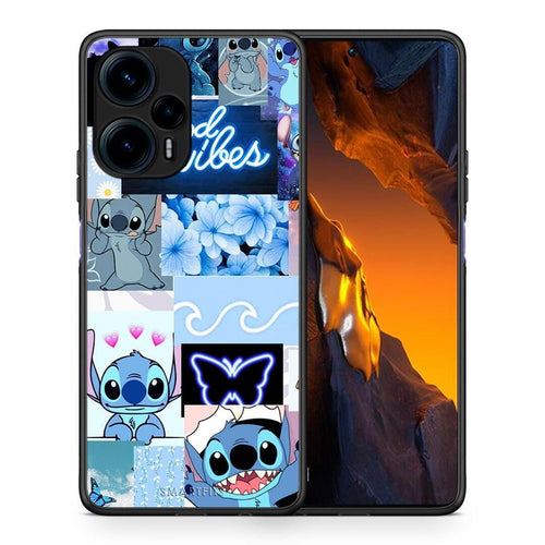 Θήκη Xiaomi Poco F5 5G Collage Good Vibes από τη Smartfits με σχέδιο στο πίσω μέρος και μαύρο περίβλημα | Xiaomi Poco F5 5G Collage Good Vibes Case with Colorful Back and Black Bezels