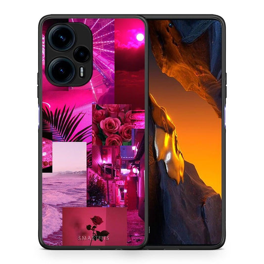 Θήκη Xiaomi Poco F5 5G Collage Red Roses από τη Smartfits με σχέδιο στο πίσω μέρος και μαύρο περίβλημα | Xiaomi Poco F5 5G Collage Red Roses Case with Colorful Back and Black Bezels