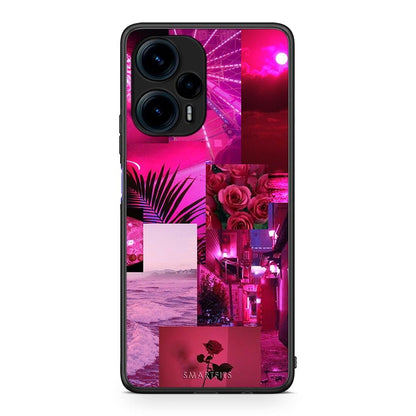 Θήκη Xiaomi Poco F5 5G Collage Red Roses από τη Smartfits με σχέδιο στο πίσω μέρος και μαύρο περίβλημα | Xiaomi Poco F5 5G Collage Red Roses Case with Colorful Back and Black Bezels