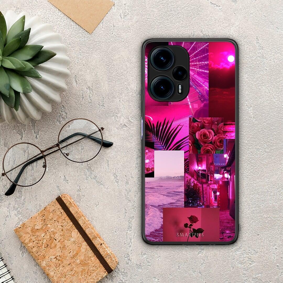 Θήκη Xiaomi Poco F5 5G Collage Red Roses από τη Smartfits με σχέδιο στο πίσω μέρος και μαύρο περίβλημα | Xiaomi Poco F5 5G Collage Red Roses Case with Colorful Back and Black Bezels