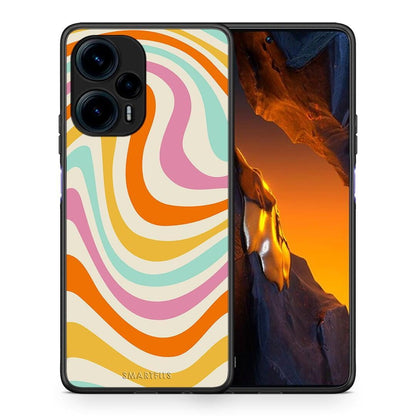 Θήκη Xiaomi Poco F5 5G Colourful Waves από τη Smartfits με σχέδιο στο πίσω μέρος και μαύρο περίβλημα | Xiaomi Poco F5 5G Colourful Waves Case with Colorful Back and Black Bezels