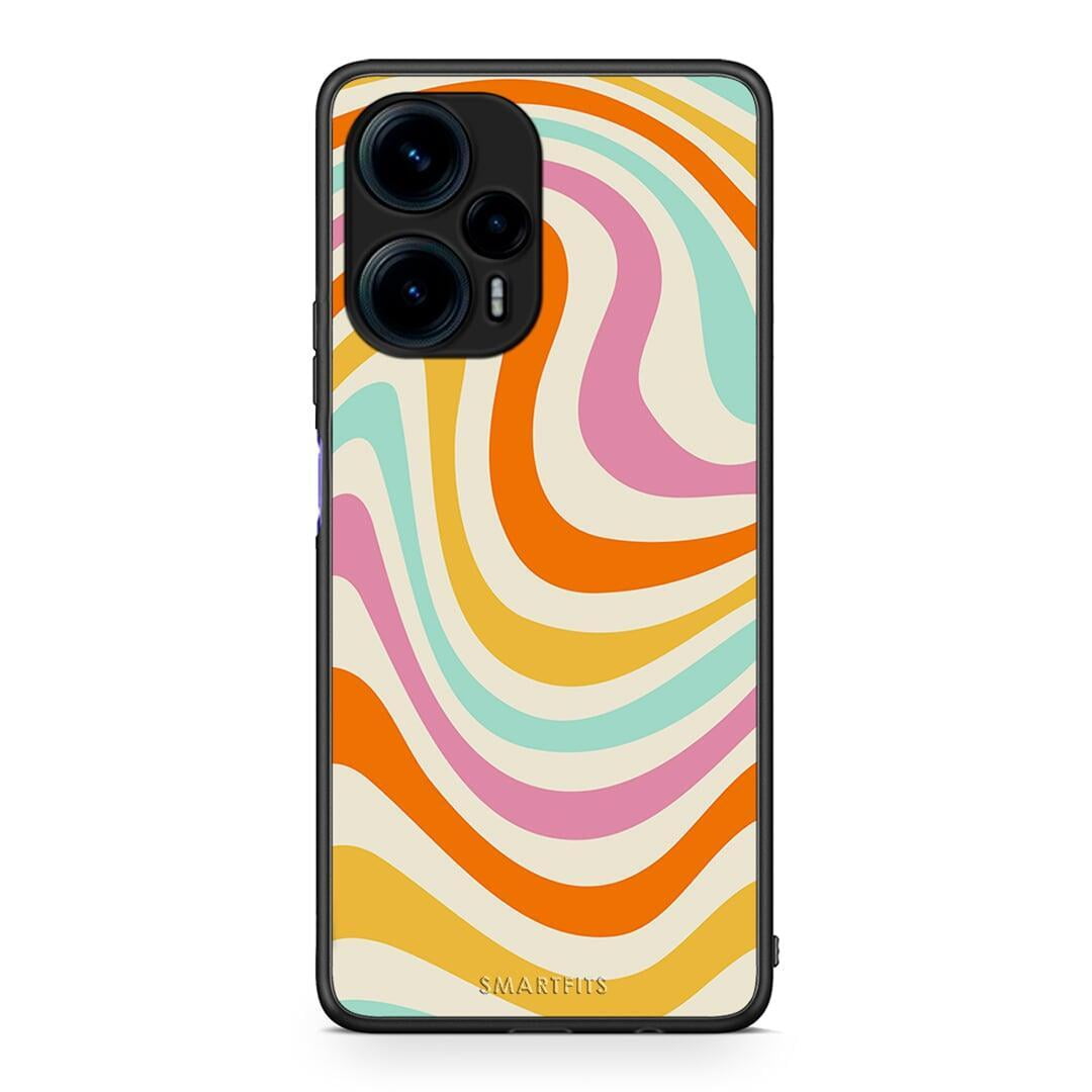 Θήκη Xiaomi Poco F5 5G Colourful Waves από τη Smartfits με σχέδιο στο πίσω μέρος και μαύρο περίβλημα | Xiaomi Poco F5 5G Colourful Waves Case with Colorful Back and Black Bezels
