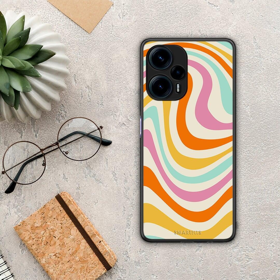 Θήκη Xiaomi Poco F5 5G Colourful Waves από τη Smartfits με σχέδιο στο πίσω μέρος και μαύρο περίβλημα | Xiaomi Poco F5 5G Colourful Waves Case with Colorful Back and Black Bezels
