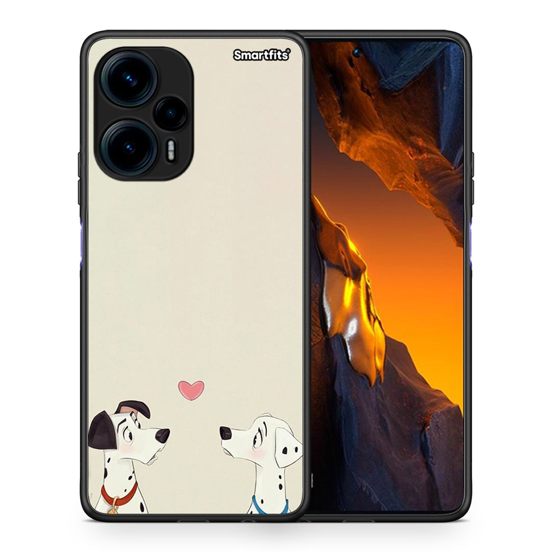Θήκη Xiaomi Poco F5 5G Dalmatians Love από τη Smartfits με σχέδιο στο πίσω μέρος και μαύρο περίβλημα | Xiaomi Poco F5 5G Dalmatians Love Case with Colorful Back and Black Bezels