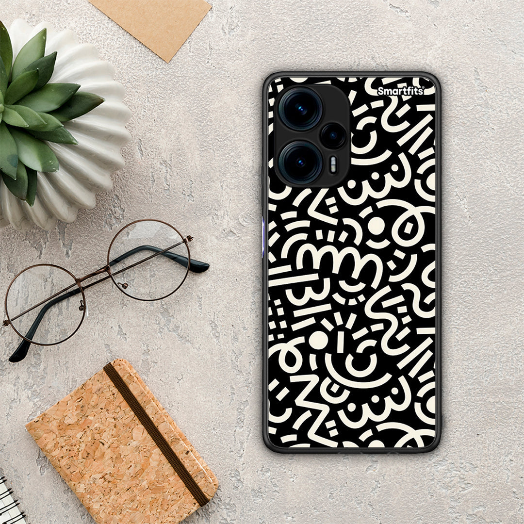 Θήκη Xiaomi Poco F5 5G Doodle Art από τη Smartfits με σχέδιο στο πίσω μέρος και μαύρο περίβλημα | Xiaomi Poco F5 5G Doodle Art Case with Colorful Back and Black Bezels