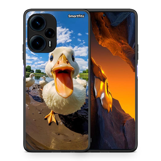 Θήκη Xiaomi Poco F5 5G Duck Face από τη Smartfits με σχέδιο στο πίσω μέρος και μαύρο περίβλημα | Xiaomi Poco F5 5G Duck Face Case with Colorful Back and Black Bezels