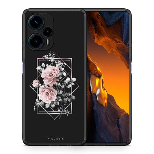 Θήκη Xiaomi Poco F5 5G Flower Frame από τη Smartfits με σχέδιο στο πίσω μέρος και μαύρο περίβλημα | Xiaomi Poco F5 5G Flower Frame Case with Colorful Back and Black Bezels