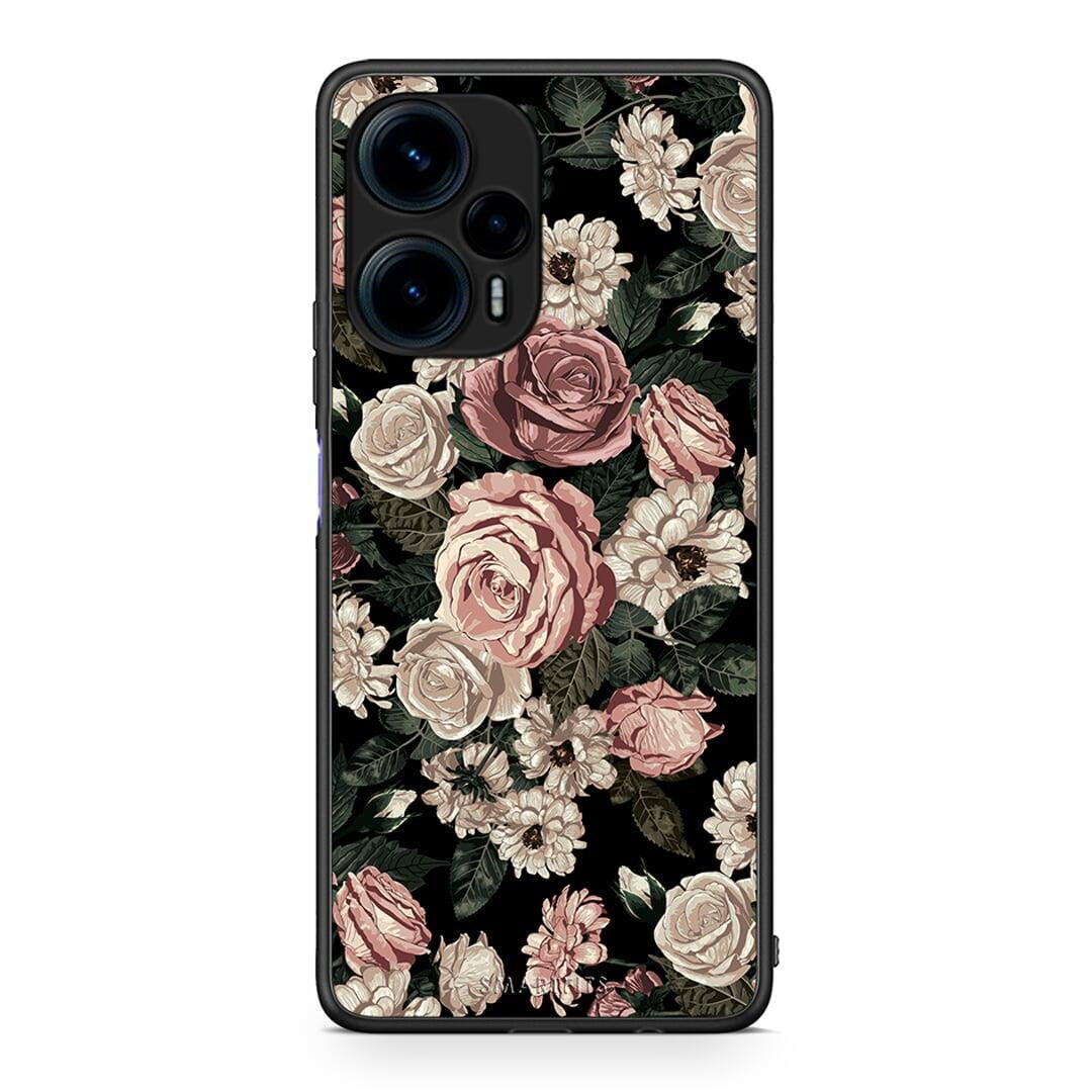 Θήκη Xiaomi Poco F5 5G Flower Wild Roses από τη Smartfits με σχέδιο στο πίσω μέρος και μαύρο περίβλημα | Xiaomi Poco F5 5G Flower Wild Roses Case with Colorful Back and Black Bezels