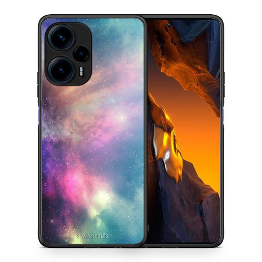 Θήκη Xiaomi Poco F5 5G Galactic Rainbow από τη Smartfits με σχέδιο στο πίσω μέρος και μαύρο περίβλημα | Xiaomi Poco F5 5G Galactic Rainbow Case with Colorful Back and Black Bezels