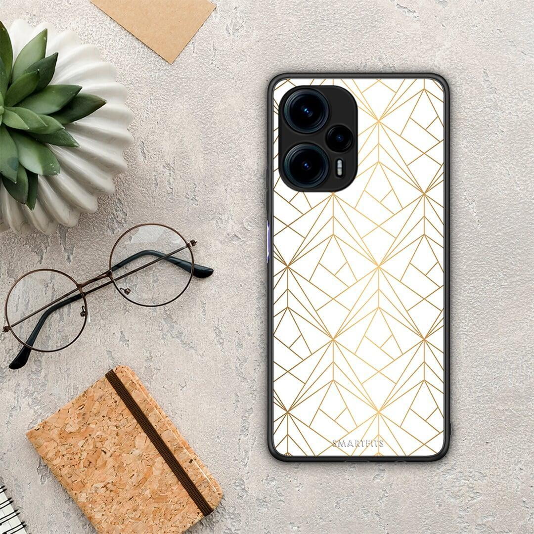 Θήκη Xiaomi Poco F5 5G Geometric Luxury White από τη Smartfits με σχέδιο στο πίσω μέρος και μαύρο περίβλημα | Xiaomi Poco F5 5G Geometric Luxury White Case with Colorful Back and Black Bezels