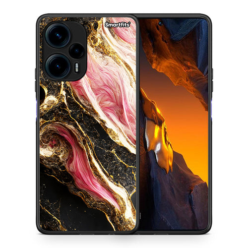 Θήκη Xiaomi Poco F5 5G Glamorous Pink Marble από τη Smartfits με σχέδιο στο πίσω μέρος και μαύρο περίβλημα | Xiaomi Poco F5 5G Glamorous Pink Marble Case with Colorful Back and Black Bezels