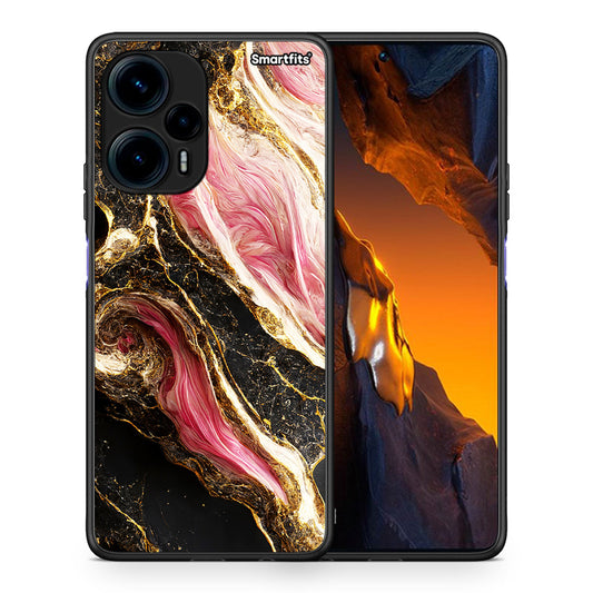Θήκη Xiaomi Poco F5 5G Glamorous Pink Marble από τη Smartfits με σχέδιο στο πίσω μέρος και μαύρο περίβλημα | Xiaomi Poco F5 5G Glamorous Pink Marble Case with Colorful Back and Black Bezels