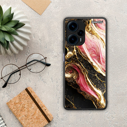 Θήκη Xiaomi Poco F5 5G Glamorous Pink Marble από τη Smartfits με σχέδιο στο πίσω μέρος και μαύρο περίβλημα | Xiaomi Poco F5 5G Glamorous Pink Marble Case with Colorful Back and Black Bezels