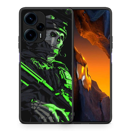 Θήκη Xiaomi Poco F5 5G Green Soldier από τη Smartfits με σχέδιο στο πίσω μέρος και μαύρο περίβλημα | Xiaomi Poco F5 5G Green Soldier Case with Colorful Back and Black Bezels