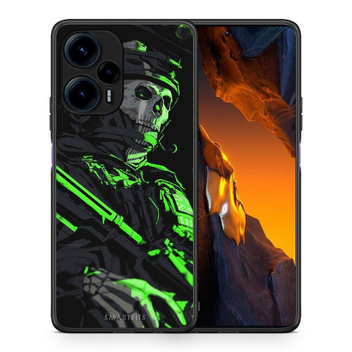 Θήκη Xiaomi Poco F5 5G Green Soldier από τη Smartfits με σχέδιο στο πίσω μέρος και μαύρο περίβλημα | Xiaomi Poco F5 5G Green Soldier Case with Colorful Back and Black Bezels