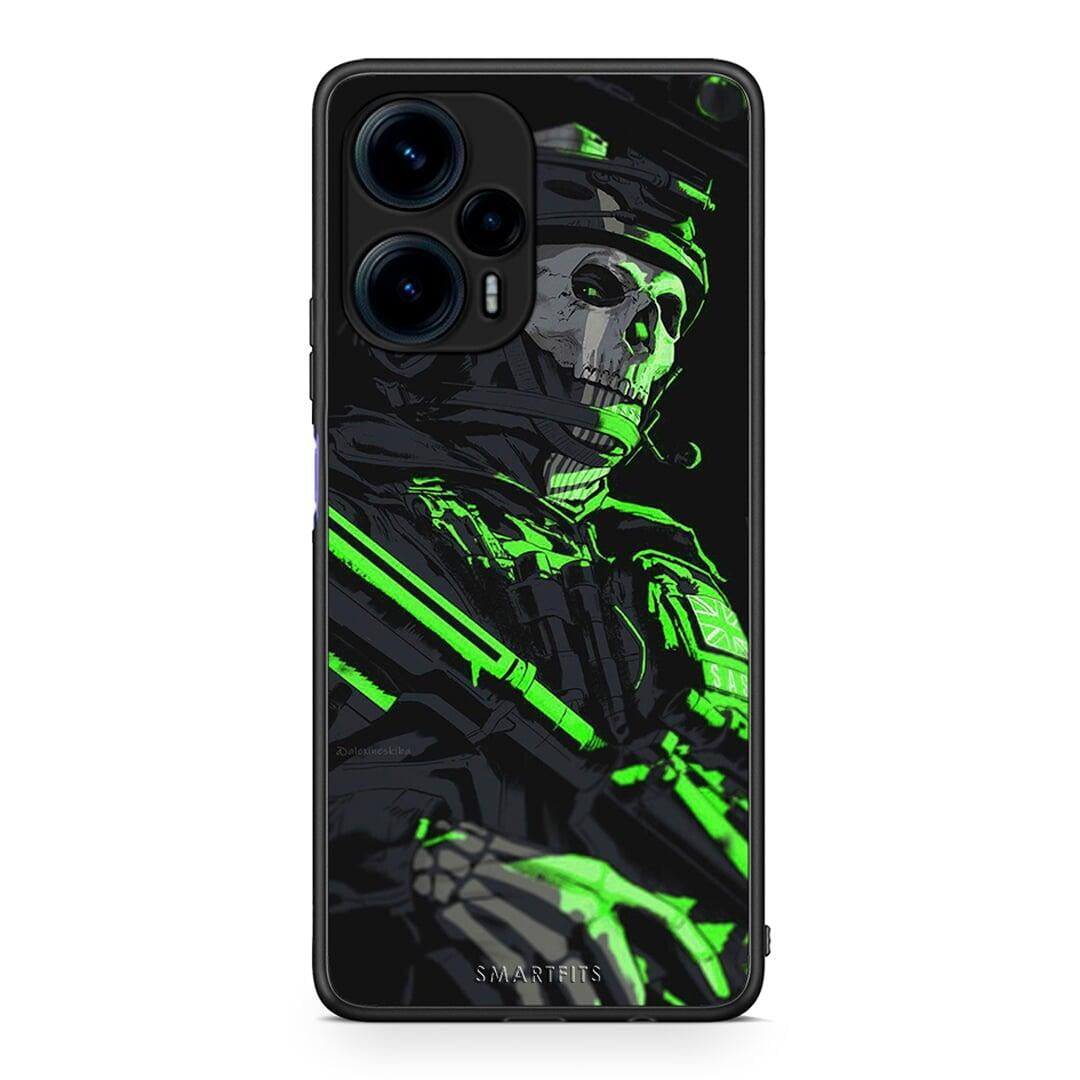 Θήκη Xiaomi Poco F5 5G Green Soldier από τη Smartfits με σχέδιο στο πίσω μέρος και μαύρο περίβλημα | Xiaomi Poco F5 5G Green Soldier Case with Colorful Back and Black Bezels