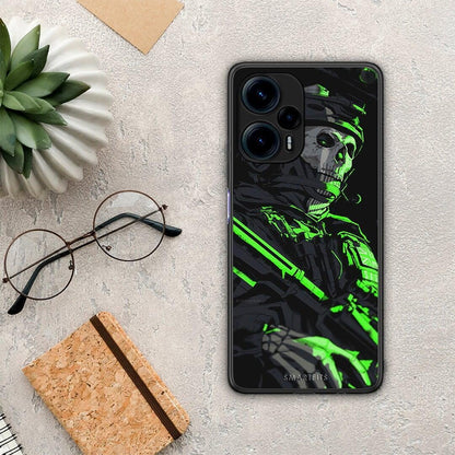 Θήκη Xiaomi Poco F5 5G Green Soldier από τη Smartfits με σχέδιο στο πίσω μέρος και μαύρο περίβλημα | Xiaomi Poco F5 5G Green Soldier Case with Colorful Back and Black Bezels