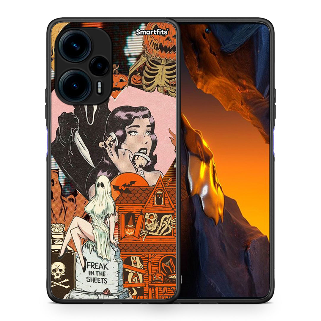 Θήκη Xiaomi Poco F5 5G Halloween Collage από τη Smartfits με σχέδιο στο πίσω μέρος και μαύρο περίβλημα | Xiaomi Poco F5 5G Halloween Collage Case with Colorful Back and Black Bezels