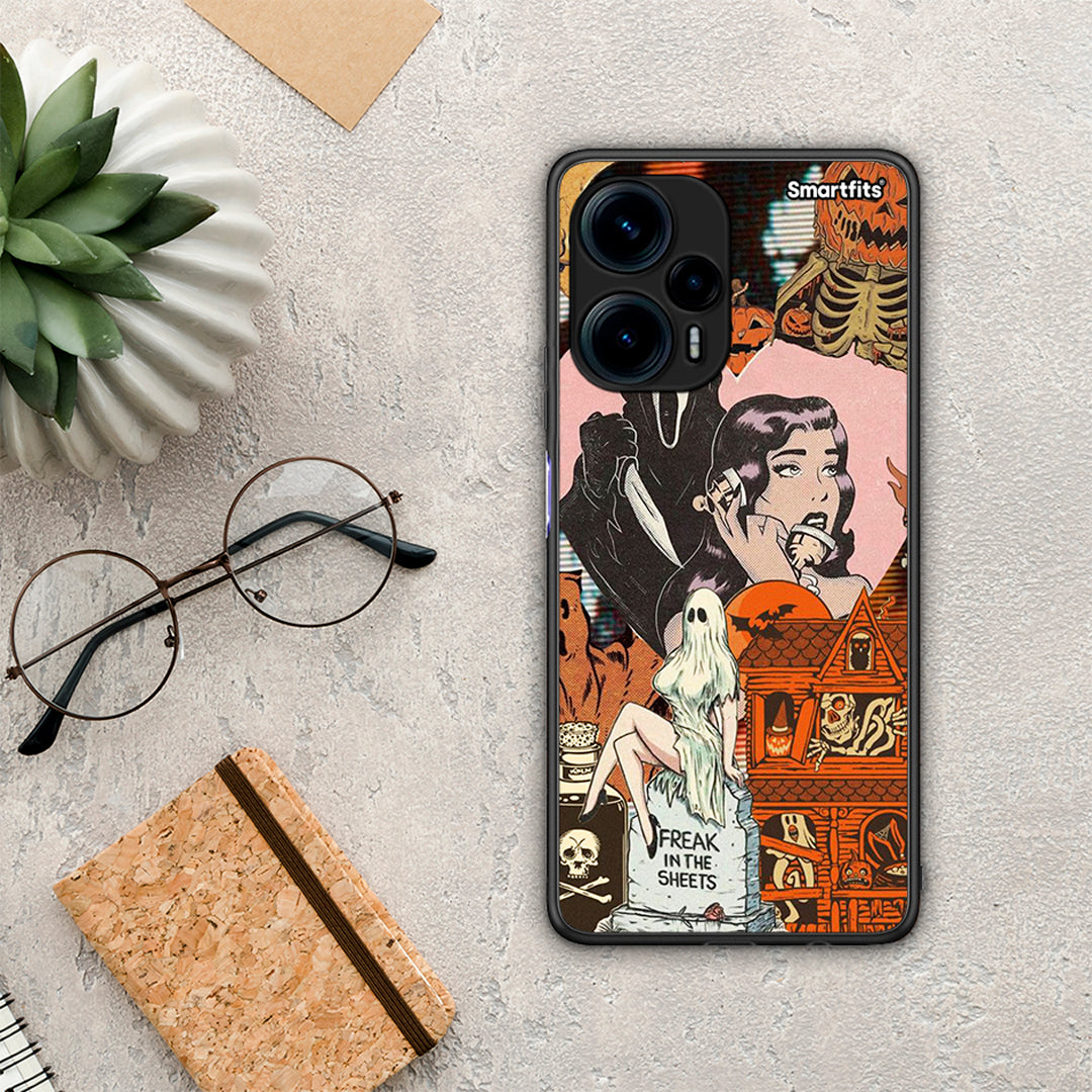 Θήκη Xiaomi Poco F5 5G Halloween Collage από τη Smartfits με σχέδιο στο πίσω μέρος και μαύρο περίβλημα | Xiaomi Poco F5 5G Halloween Collage Case with Colorful Back and Black Bezels