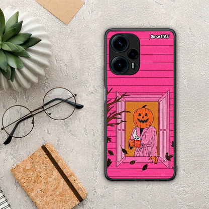 Θήκη Xiaomi Poco F5 5G Halloween Pumpkin Lady από τη Smartfits με σχέδιο στο πίσω μέρος και μαύρο περίβλημα | Xiaomi Poco F5 5G Halloween Pumpkin Lady Case with Colorful Back and Black Bezels