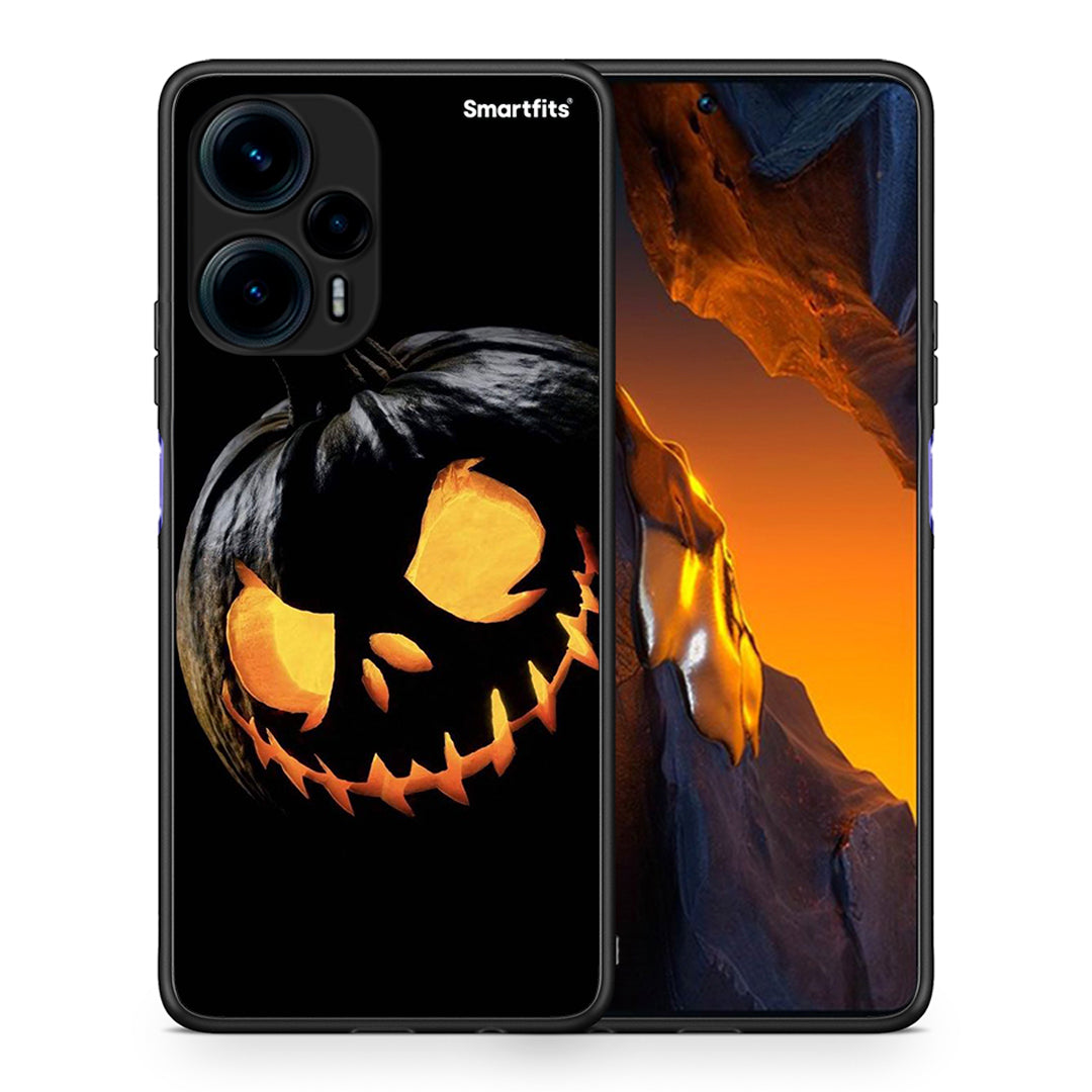 Θήκη Xiaomi Poco F5 5G Halloween Scary Pumpkin από τη Smartfits με σχέδιο στο πίσω μέρος και μαύρο περίβλημα | Xiaomi Poco F5 5G Halloween Scary Pumpkin Case with Colorful Back and Black Bezels