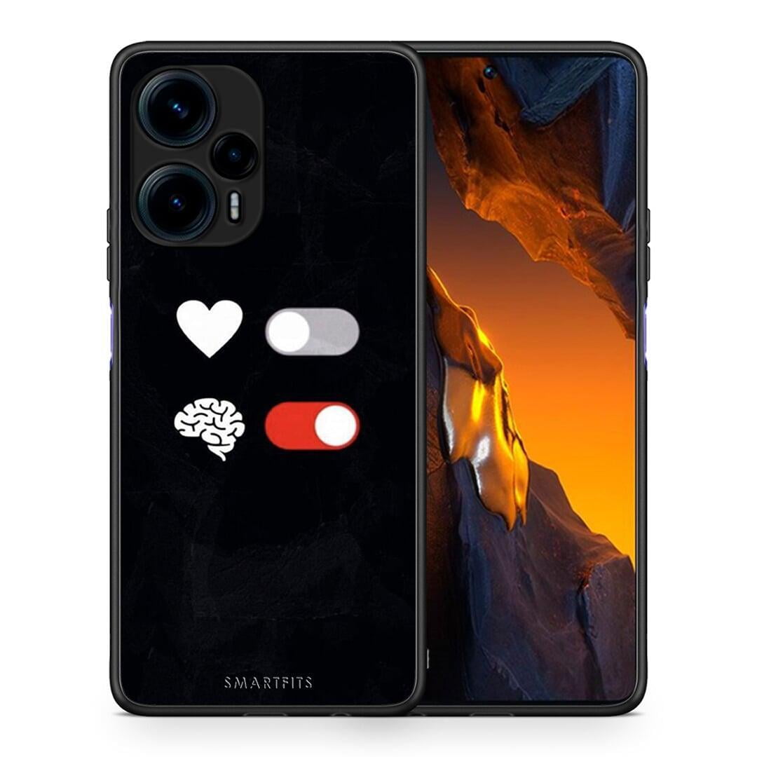 Θήκη Xiaomi Poco F5 5G Heart Vs Brain από τη Smartfits με σχέδιο στο πίσω μέρος και μαύρο περίβλημα | Xiaomi Poco F5 5G Heart Vs Brain Case with Colorful Back and Black Bezels