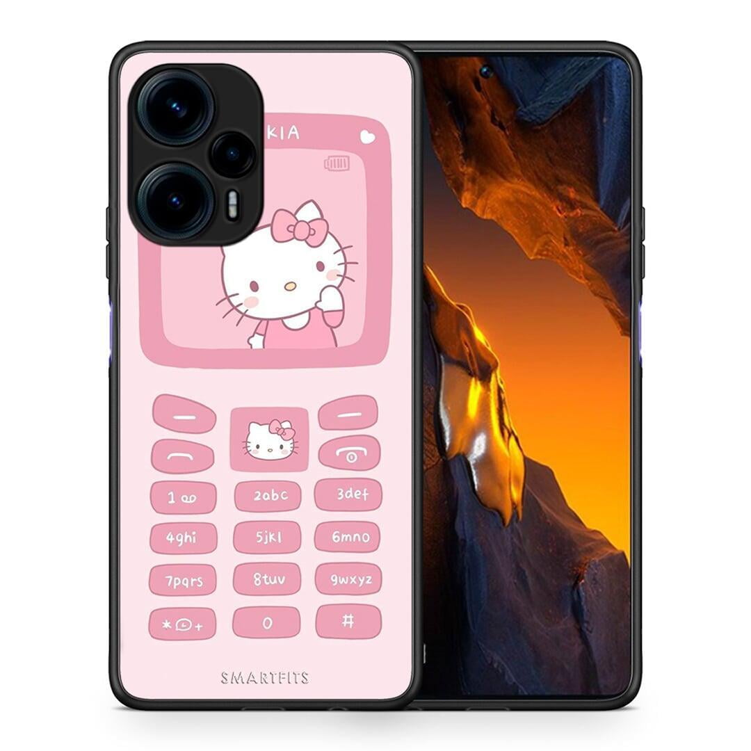 Θήκη Xiaomi Poco F5 5G Hello Kitten από τη Smartfits με σχέδιο στο πίσω μέρος και μαύρο περίβλημα | Xiaomi Poco F5 5G Hello Kitten Case with Colorful Back and Black Bezels