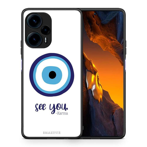 Θήκη Xiaomi Poco F5 5G Karma Says από τη Smartfits με σχέδιο στο πίσω μέρος και μαύρο περίβλημα | Xiaomi Poco F5 5G Karma Says Case with Colorful Back and Black Bezels