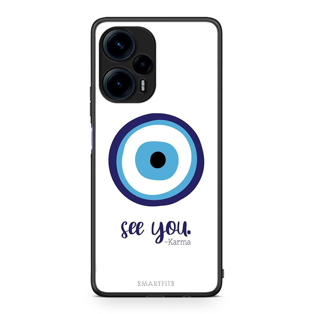 Θήκη Xiaomi Poco F5 5G Karma Says από τη Smartfits με σχέδιο στο πίσω μέρος και μαύρο περίβλημα | Xiaomi Poco F5 5G Karma Says Case with Colorful Back and Black Bezels
