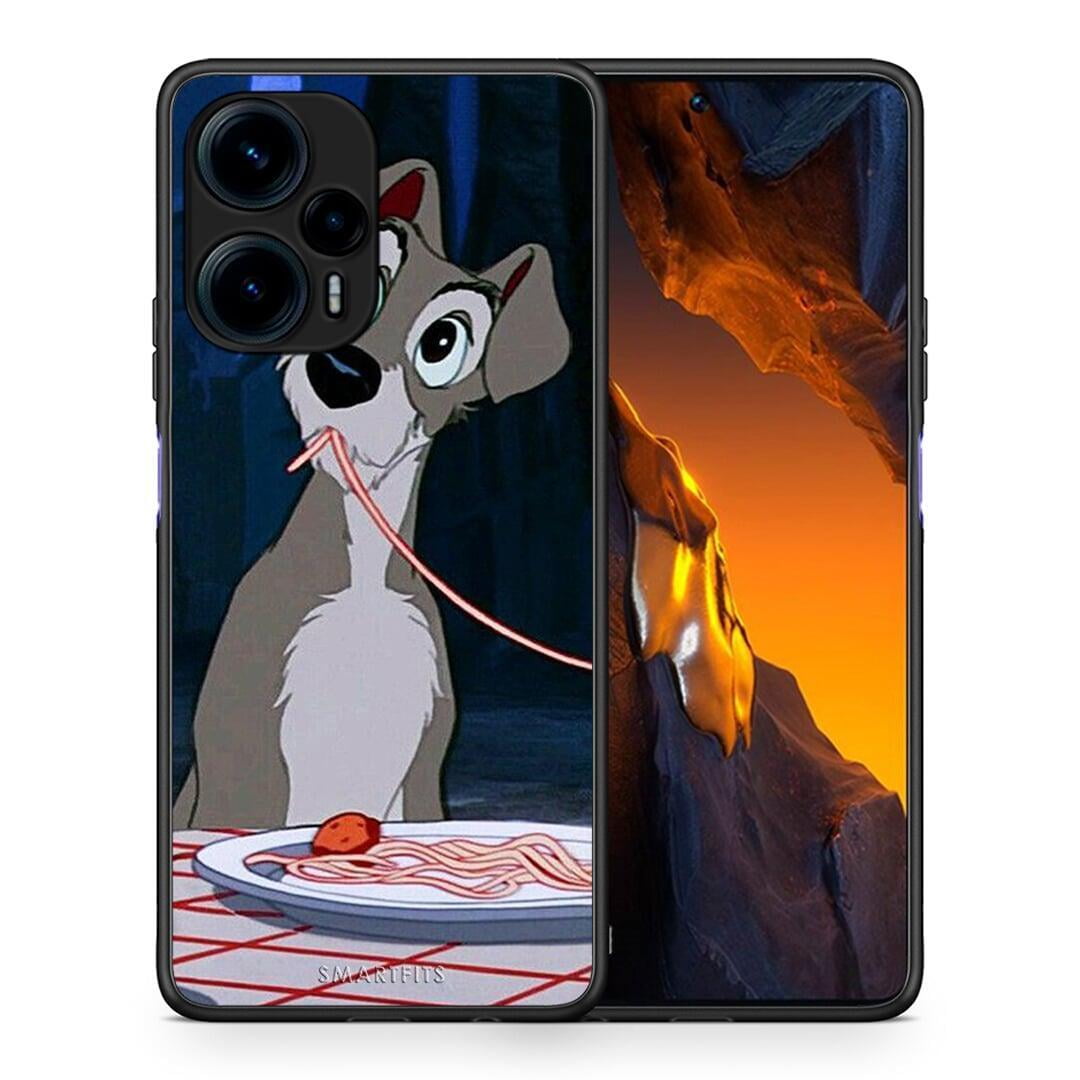 Θήκη Xiaomi Poco F5 5G Lady And Tramp 1 από τη Smartfits με σχέδιο στο πίσω μέρος και μαύρο περίβλημα | Xiaomi Poco F5 5G Lady And Tramp 1 Case with Colorful Back and Black Bezels