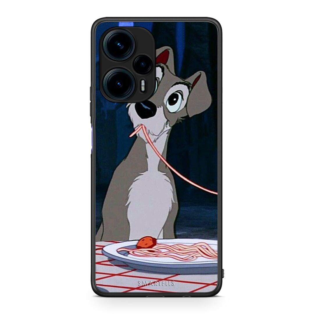 Θήκη Xiaomi Poco F5 5G Lady And Tramp 1 από τη Smartfits με σχέδιο στο πίσω μέρος και μαύρο περίβλημα | Xiaomi Poco F5 5G Lady And Tramp 1 Case with Colorful Back and Black Bezels
